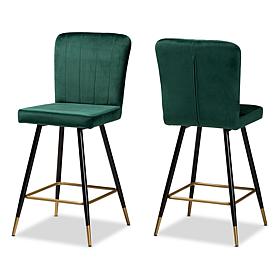 Wholesale Interiors Preston Velvet Fabric Upholstered 2Pc Stool Set