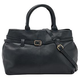 Wildflower Belted Glove Leather Satchel with Crossbody Strap