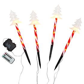 Winter Lane Tree Shaped Stake LED Lights - Set of 4