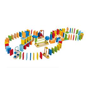 Wooden Toddler Domino Ball Set with 107 Colorful Pieces