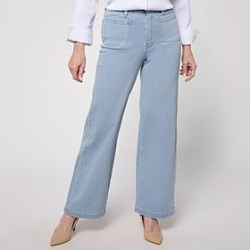WynnDenim Wide Leg Twill Pant with Patch Pockets