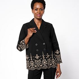 Wynne Collection Embroidered Spring Jacket with Scalloped Hem