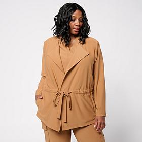 Wynne Collection Luxe Crepe Drape Front Jacket