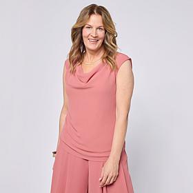 WynneCollection Chiffon Cowl Neck Sleeveless Top