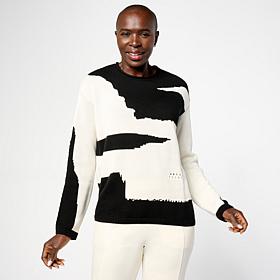 WynneCollection Cotton-Blend Intarsia Sweater