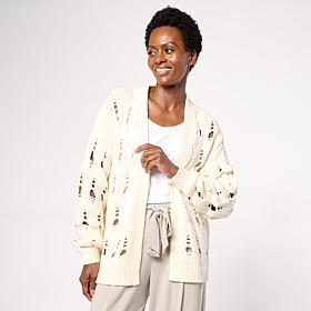 WynneCollection Cotton Blend Open Stitch Cardigan
