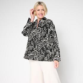 WynneCollection Cotton Novelty Button-Down Shirt