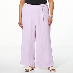 WynneCollection Crepe Pant with Tab Detail
