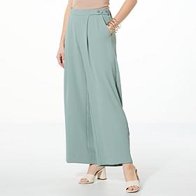 WynneCollection Crepe Pant with Tab Detail