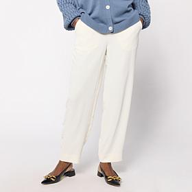 WynneCollection Drapey Twill Elastic Waist Barrel Leg Pant