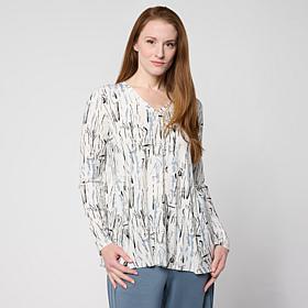 WynneCollection Long-Sleeve Jersey Knit V-Neck Top