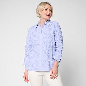 WynneCollection Novelty Yarn Dye Stripe and Solid Shirt