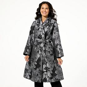WynneCollection Occasion Floral Jacquard Trench Coat