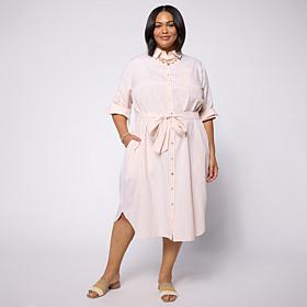 WynneCollection Oxford Duster Shirt Dress
