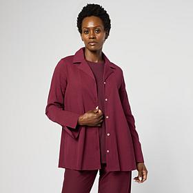 WynneCollection Textured Crinkle Button-Down Shirt
