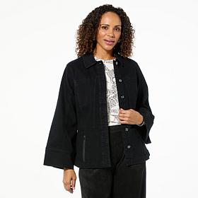 WynneDenim Patch Pocket Peplum Jacket