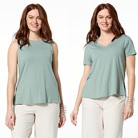 WynneLayers 2-pack Micro-Rib Tee & Tank Set