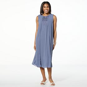 WynneLayers Chiffon Overlay Dress with Embroidery