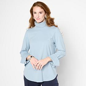 WynneLayers Cotton Blend Long-Sleeve Cuff Detail Turtleneck Shirt