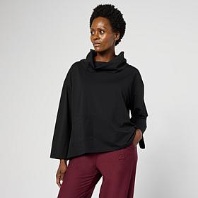 WynneLayers Cotton Curved Hem Cowl Neck Top