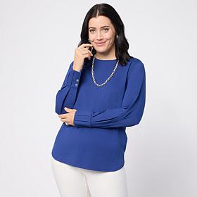 WynneLayers Crew-Neck Curved Hem Top