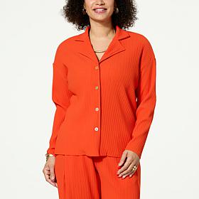 WynneLayers Pleated Knit Button-Down Jacket