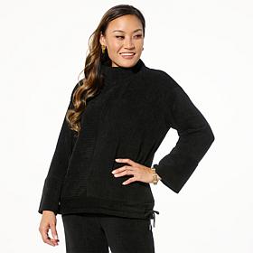 WynneLayers Plush Ottoman Knit Drawstring Mock-Neck Top