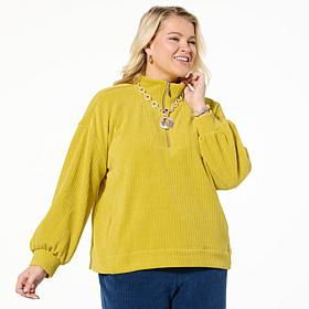 WynneLayers Plush Ottoman Knit Half Zip Top