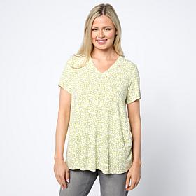 WynneLayers Printed Jersey Knit V-Neck Butterfly Tee