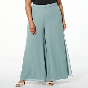 WynneLayers Pull-On Chiffon Double-Layer Palazzo Pant