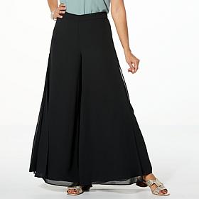 WynneLayers Pull-On Chiffon Double-Layer Palazzo Pant