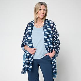 WynneLayers Striped Printed Fringed Scarf