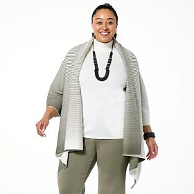 WynneLayers Textured Knit Striped Cardigan