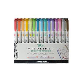 Zebra Pens Mildliner Double-Ended Highlighter Set of 15, Assorted